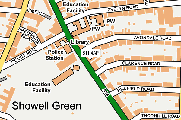 B11 4AP map - OS OpenMap – Local (Ordnance Survey)