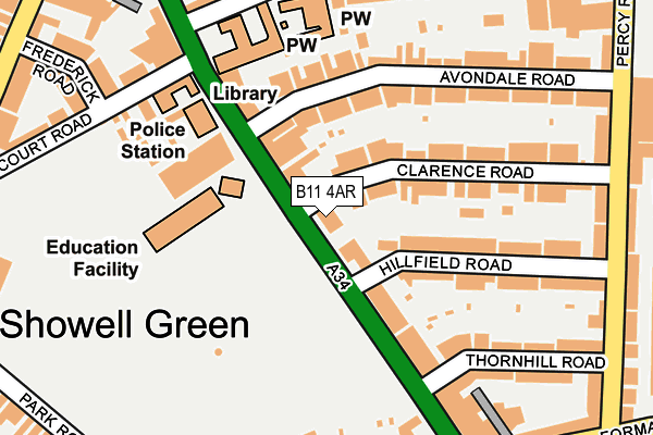 B11 4AR map - OS OpenMap – Local (Ordnance Survey)