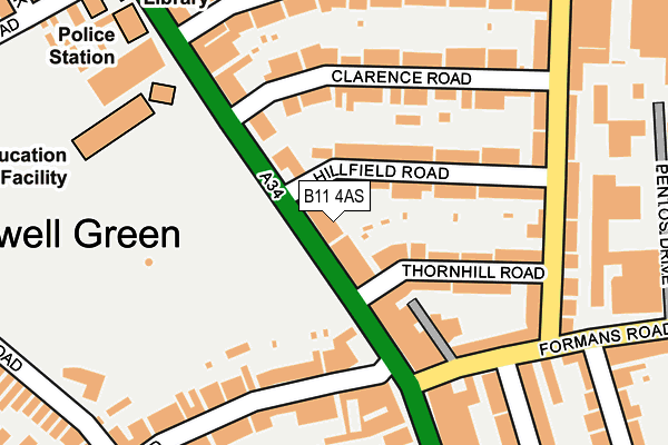 B11 4AS map - OS OpenMap – Local (Ordnance Survey)