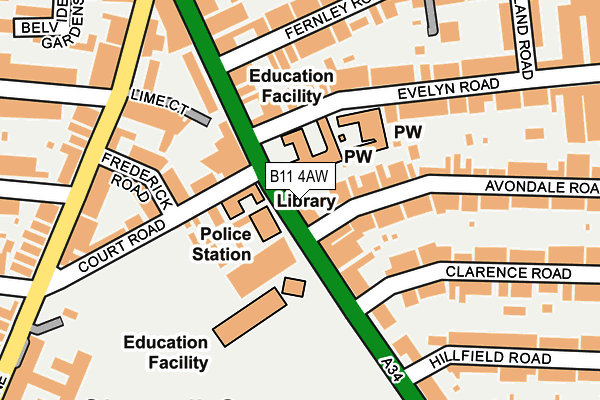 B11 4AW map - OS OpenMap – Local (Ordnance Survey)