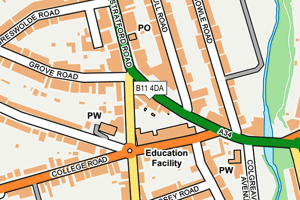 B11 4DA map - OS OpenMap – Local (Ordnance Survey)