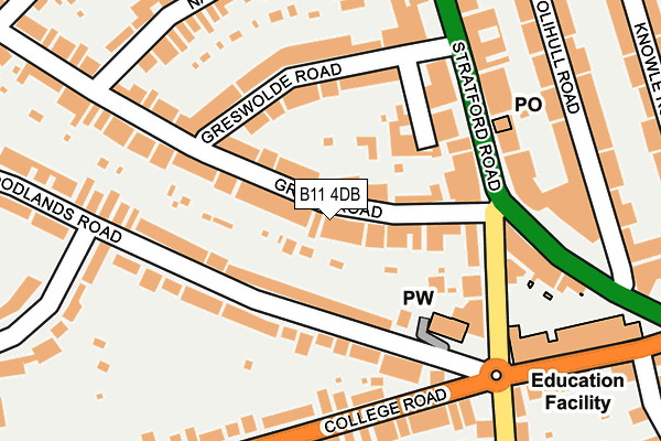 B11 4DB map - OS OpenMap – Local (Ordnance Survey)