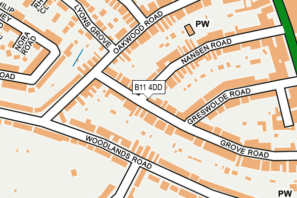 B11 4DD map - OS OpenMap – Local (Ordnance Survey)