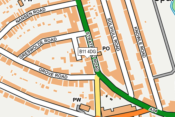 B11 4DG map - OS OpenMap – Local (Ordnance Survey)