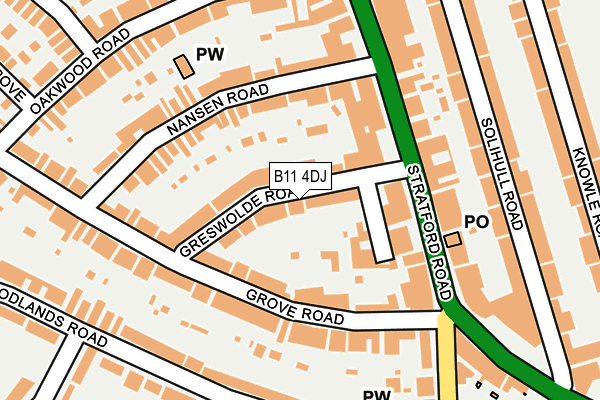 B11 4DJ map - OS OpenMap – Local (Ordnance Survey)