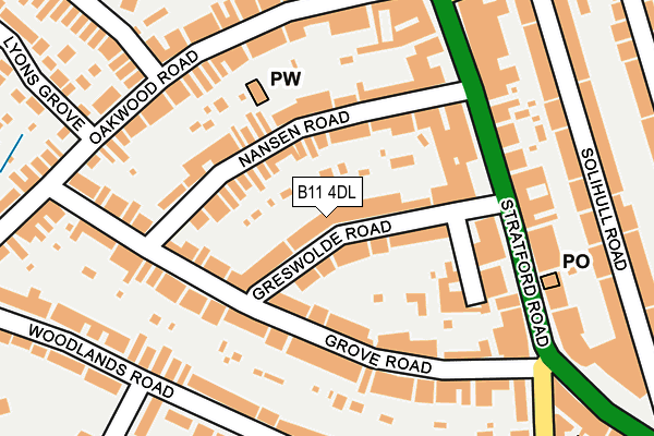 B11 4DL map - OS OpenMap – Local (Ordnance Survey)