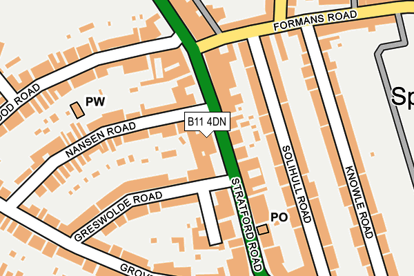 B11 4DN map - OS OpenMap – Local (Ordnance Survey)