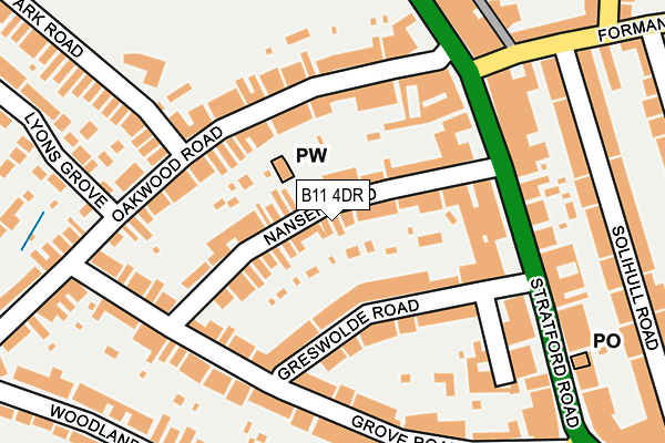 B11 4DR map - OS OpenMap – Local (Ordnance Survey)