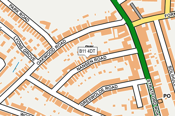 B11 4DT map - OS OpenMap – Local (Ordnance Survey)