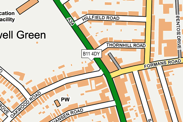 B11 4DY map - OS OpenMap – Local (Ordnance Survey)