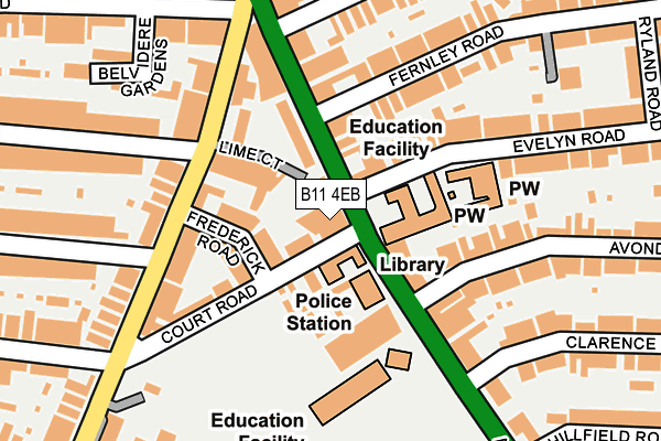 B11 4EB map - OS OpenMap – Local (Ordnance Survey)