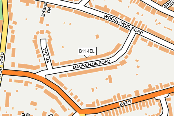 B11 4EL map - OS OpenMap – Local (Ordnance Survey)