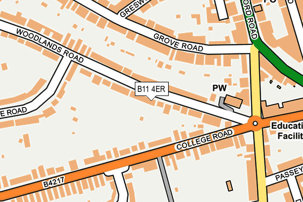 B11 4ER map - OS OpenMap – Local (Ordnance Survey)