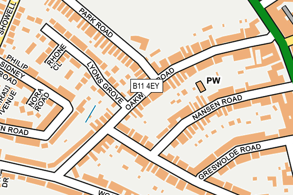 B11 4EY map - OS OpenMap – Local (Ordnance Survey)