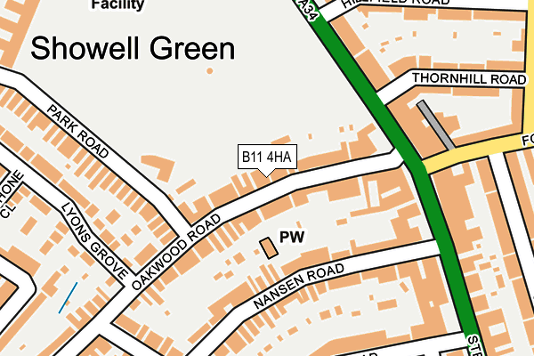 B11 4HA map - OS OpenMap – Local (Ordnance Survey)