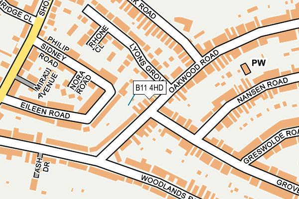 B11 4HD map - OS OpenMap – Local (Ordnance Survey)