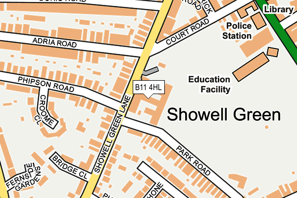 B11 4HL map - OS OpenMap – Local (Ordnance Survey)