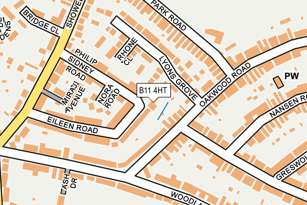 B11 4HT map - OS OpenMap – Local (Ordnance Survey)