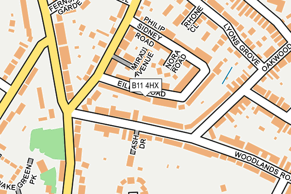 B11 4HX map - OS OpenMap – Local (Ordnance Survey)