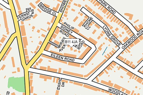 B11 4JA map - OS OpenMap – Local (Ordnance Survey)