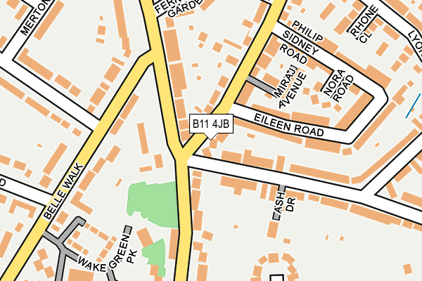 B11 4JB map - OS OpenMap – Local (Ordnance Survey)