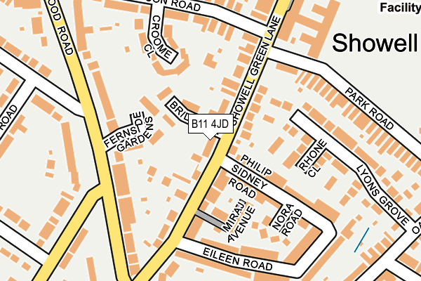 B11 4JD map - OS OpenMap – Local (Ordnance Survey)