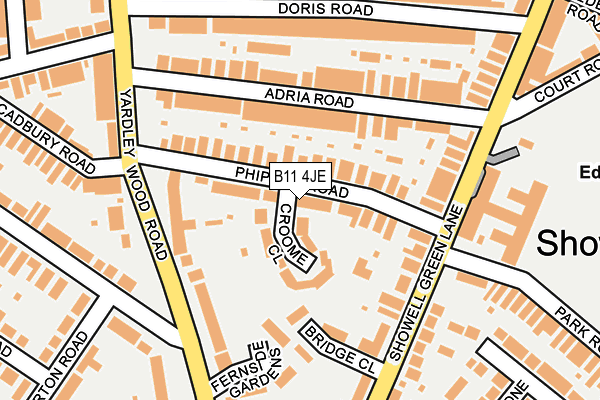 B11 4JE map - OS OpenMap – Local (Ordnance Survey)