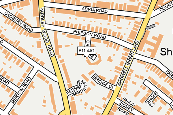B11 4JG map - OS OpenMap – Local (Ordnance Survey)