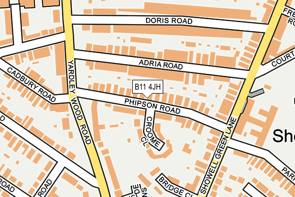 B11 4JH map - OS OpenMap – Local (Ordnance Survey)
