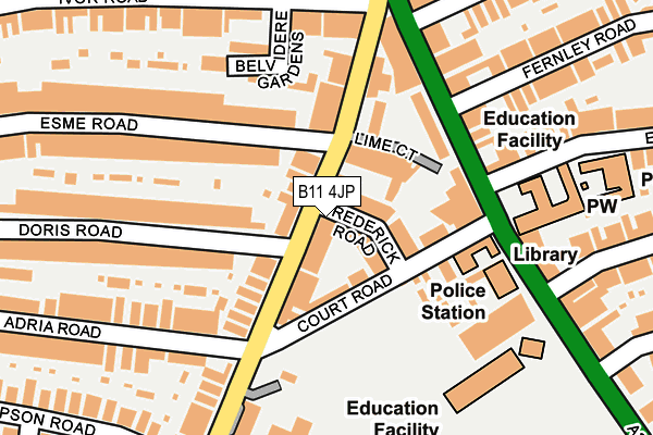 B11 4JP map - OS OpenMap – Local (Ordnance Survey)