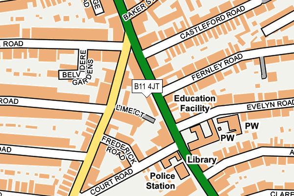 B11 4JT map - OS OpenMap – Local (Ordnance Survey)