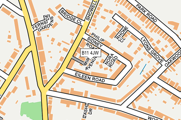 B11 4JW map - OS OpenMap – Local (Ordnance Survey)