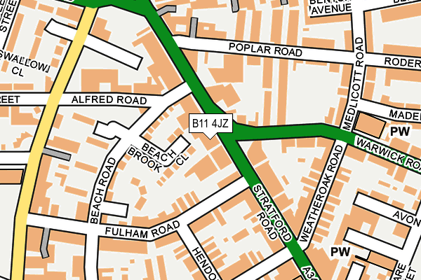 B11 4JZ map - OS OpenMap – Local (Ordnance Survey)