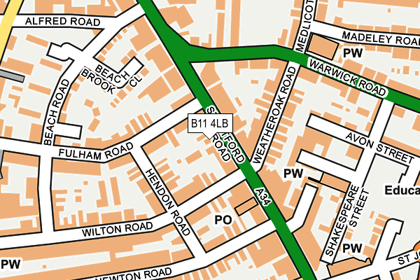 B11 4LB map - OS OpenMap – Local (Ordnance Survey)