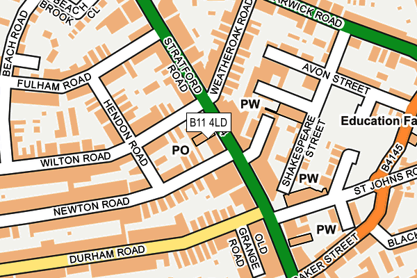 B11 4LD map - OS OpenMap – Local (Ordnance Survey)