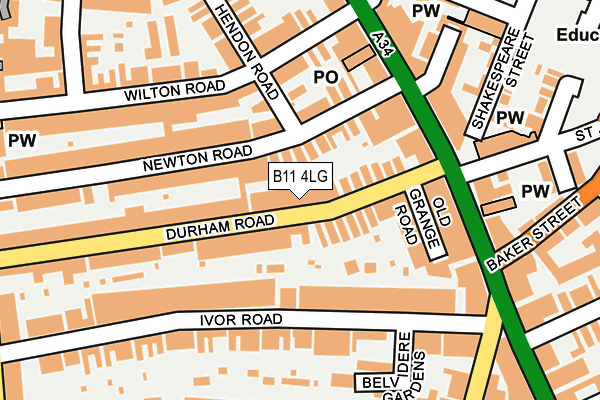 B11 4LG map - OS OpenMap – Local (Ordnance Survey)