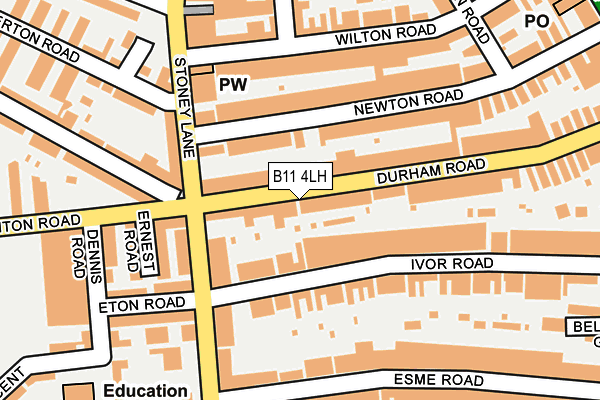 B11 4LH map - OS OpenMap – Local (Ordnance Survey)