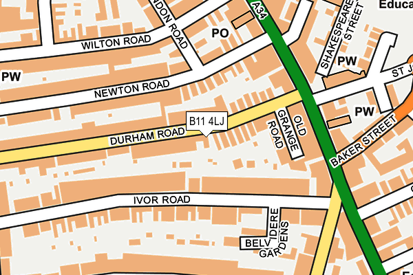 B11 4LJ map - OS OpenMap – Local (Ordnance Survey)