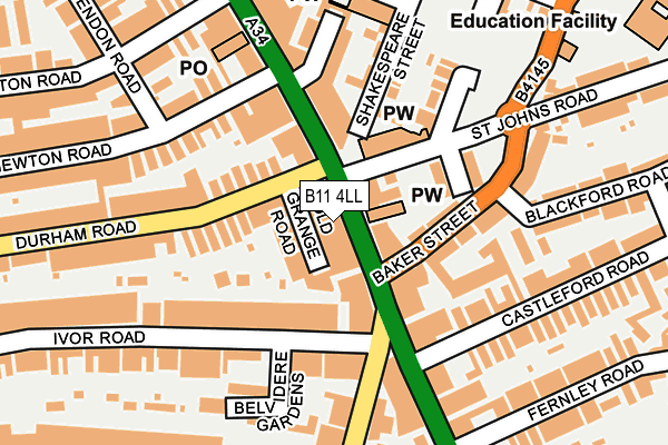 B11 4LL map - OS OpenMap – Local (Ordnance Survey)