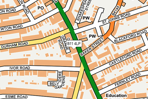 B11 4LP map - OS OpenMap – Local (Ordnance Survey)