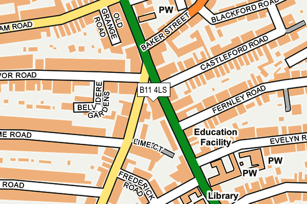 B11 4LS map - OS OpenMap – Local (Ordnance Survey)