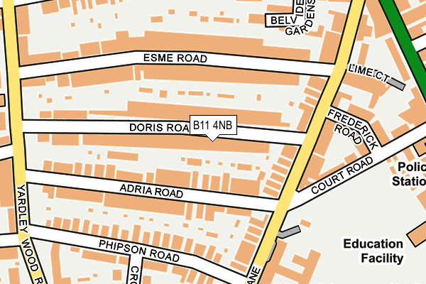 B11 4NB map - OS OpenMap – Local (Ordnance Survey)
