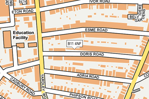 B11 4NF map - OS OpenMap – Local (Ordnance Survey)