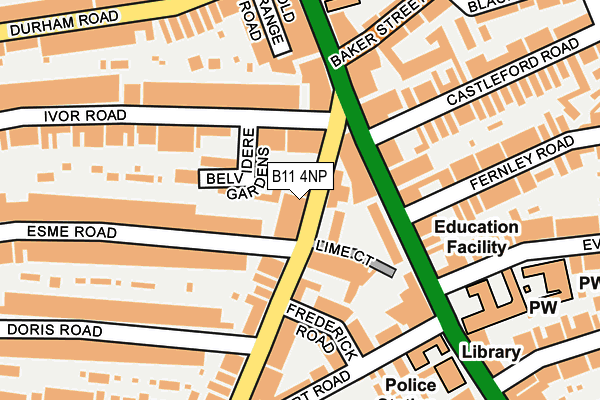 B11 4NP map - OS OpenMap – Local (Ordnance Survey)