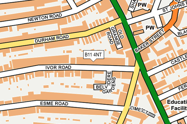 B11 4NT map - OS OpenMap – Local (Ordnance Survey)