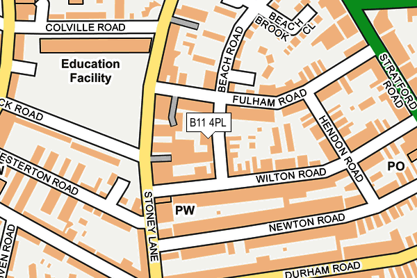 B11 4PL map - OS OpenMap – Local (Ordnance Survey)