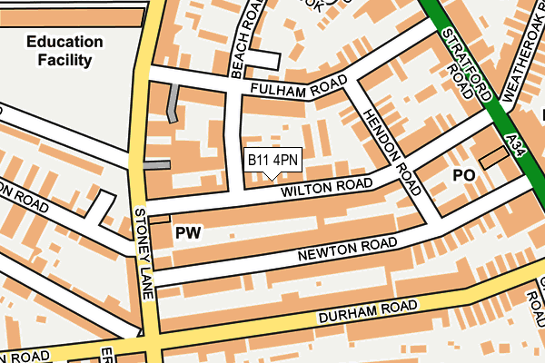 B11 4PN map - OS OpenMap – Local (Ordnance Survey)