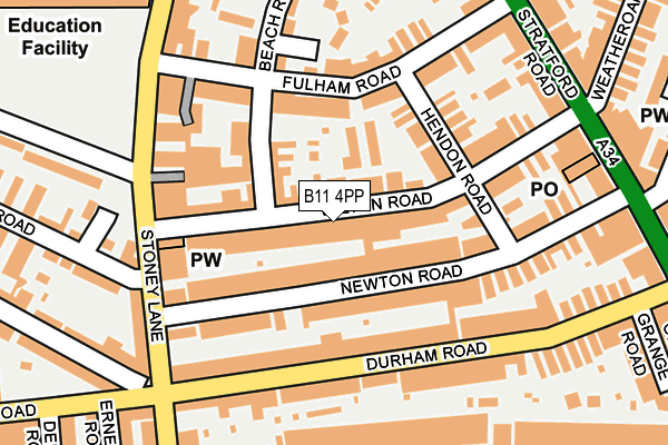 B11 4PP map - OS OpenMap – Local (Ordnance Survey)