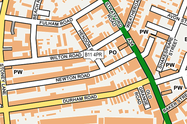 B11 4PR map - OS OpenMap – Local (Ordnance Survey)