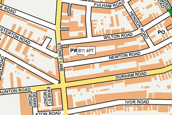 B11 4PT map - OS OpenMap – Local (Ordnance Survey)